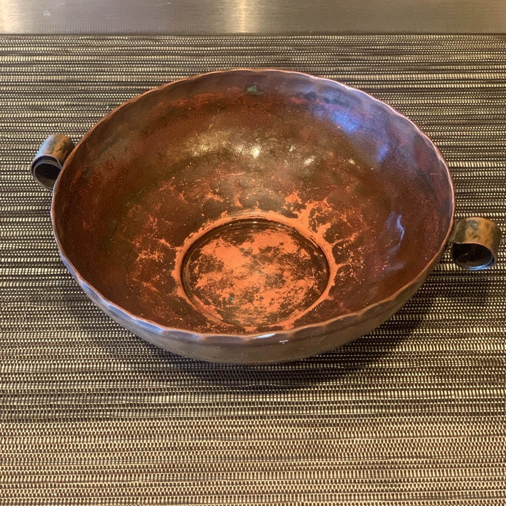 Hand made hammered solid copper bowl mark #5 by Craftsmen Inc 1940-1947